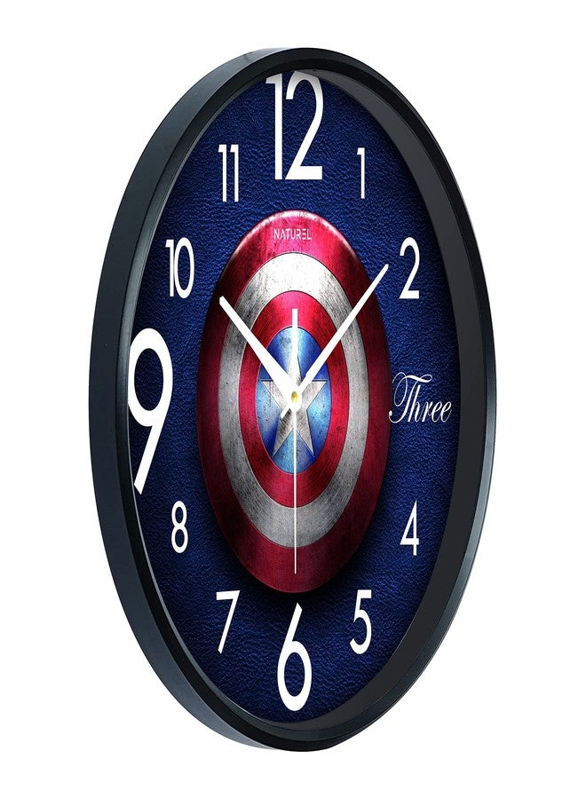 ناتشورال ساعة حائط تناظرية دائرية الشكل من ناتشرل، مصنوعة من البلاستيك والزجاج، مناسبة للمنزل/المطبخ/غرفة المعيشة/غرفة النوم/المكتب، مقاس 24 سم × 24 سم، لون أسود - Image 2